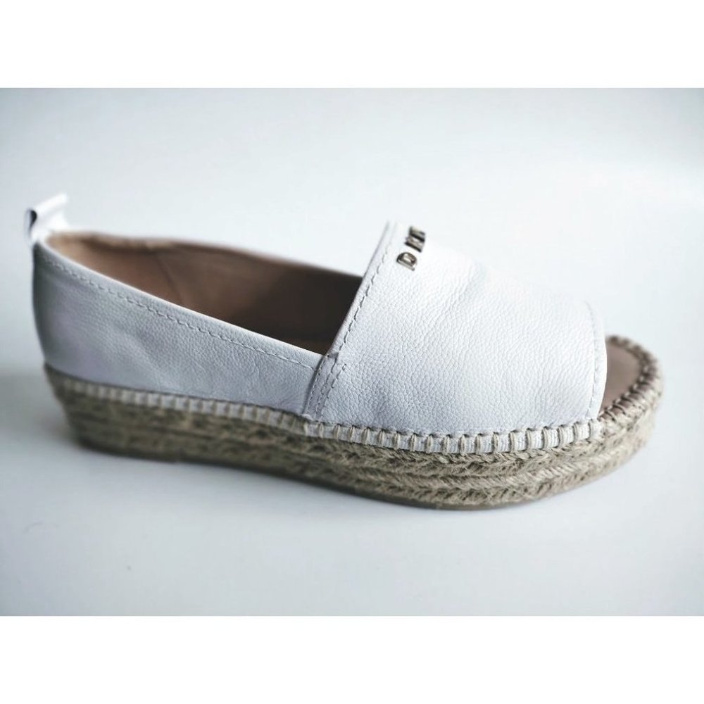 DKNY White Leather Espadrille Comfort Sandal Shoes